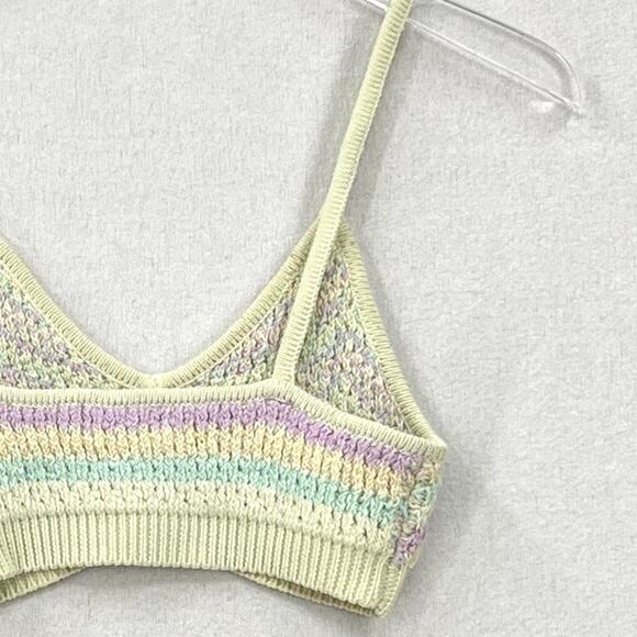 FOR LOVE AND LEMONS Corinna Bralette Womens Small Mint Sweater Knit Crop Chevron - Picture 7 of 16